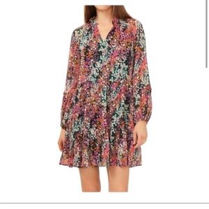 NWT VINCE CAMUTO Ladies Three Tier Mini Dress in Black Multi Color medium